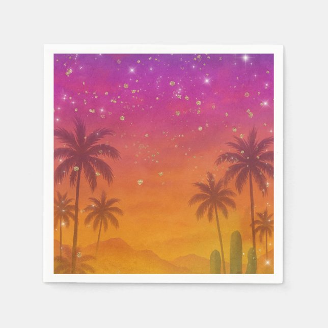 Hacienda Sunset Vibrant Fiesta Quinceañera  Napkins (Front)