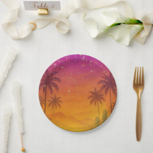 Hacienda Sunset Vibrant Fiesta Quinceañera  Paper Plates