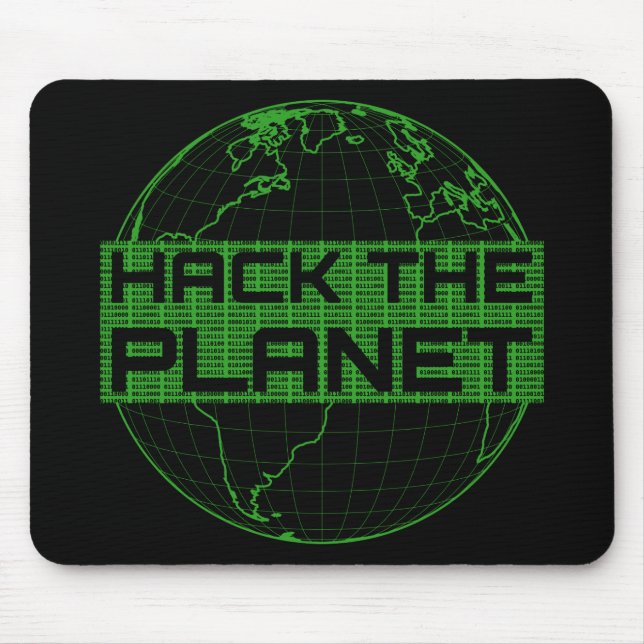 Hack the Planet Green Globe Computer Hacker Design Mouse Pad (Front)