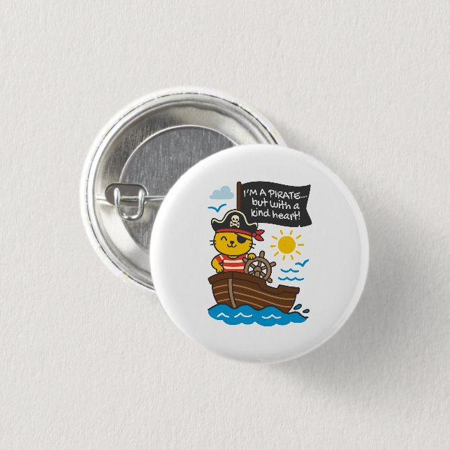 Hackass pirate cat - I'm a pirate... but with good Button (Front & Back)