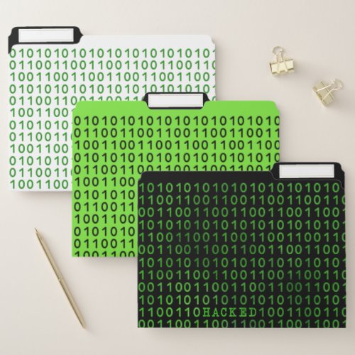 HACKED Binary Code Computer File Folder