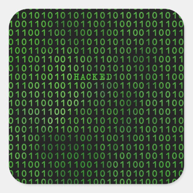 HACKED Computer Code Square Sticker (Front)