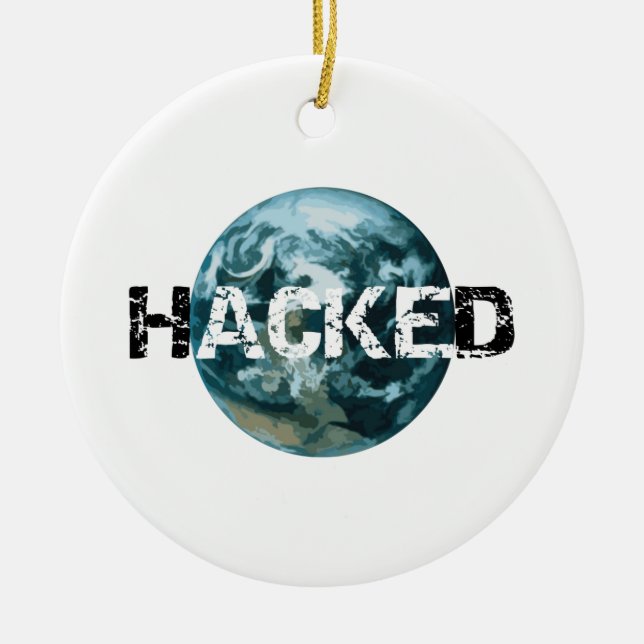 Hacked Planet Earth Ceramic Ornament (Front)