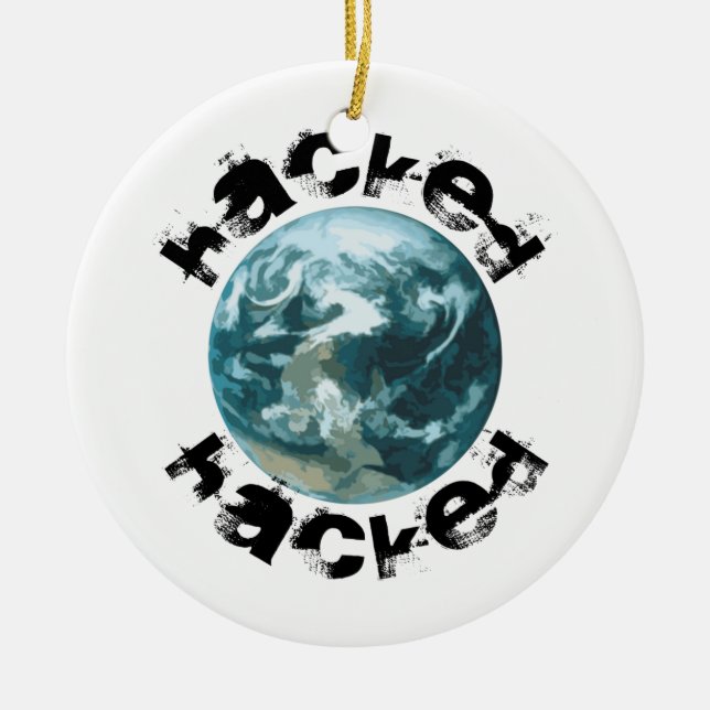 Hacked Planet Earth Ceramic Ornament (Front)