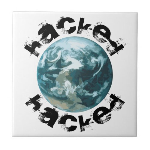 Hacked Planet Earth Ceramic Tile