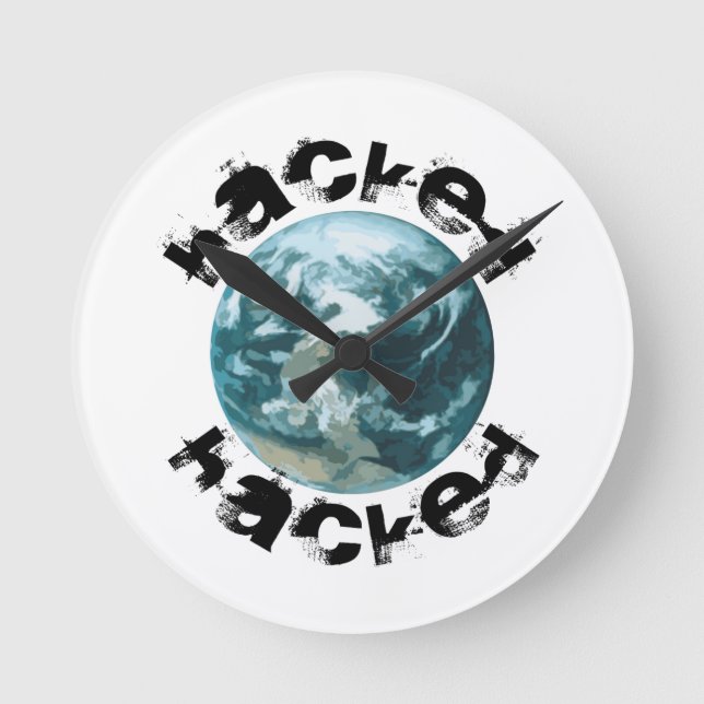Hacked Planet Earth Round Clock (Front)