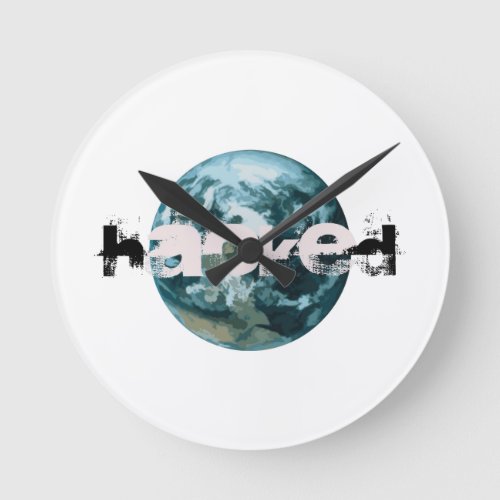 Hacked Planet Earth Round Clock