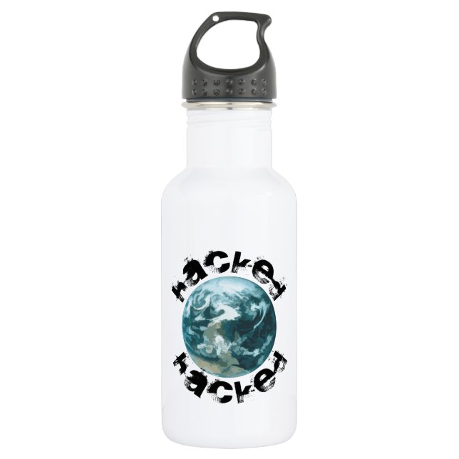 Hacked Planet Earth Stainless Steel Water Bottle (Front)