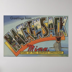 Hackensack, Minnesota - Large Letter Scenes Poster
