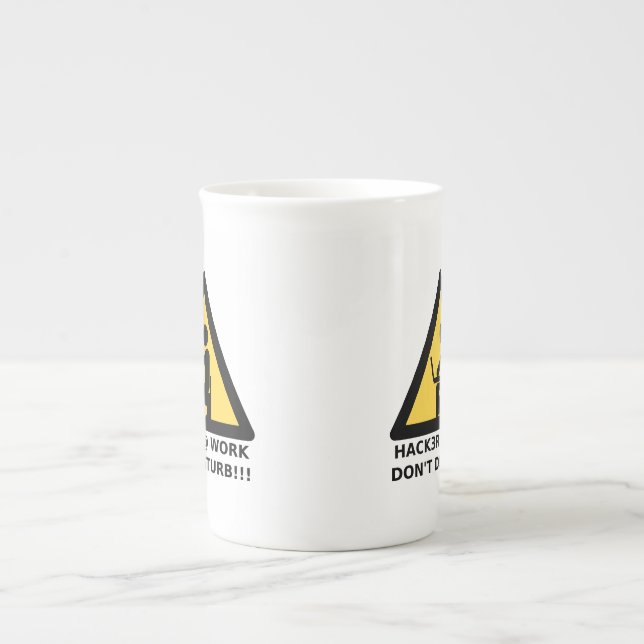 Hacker at work bone china mug (Front)