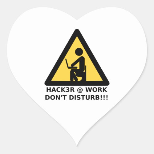 Hacker at work heart sticker