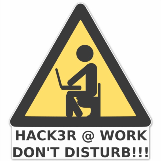 Hacker at work sticker (Front)