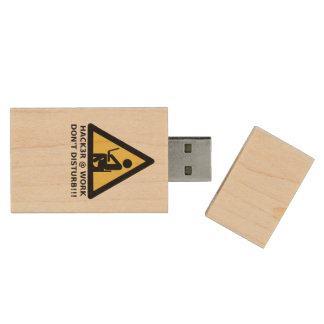 Hacker at work wood flash drive