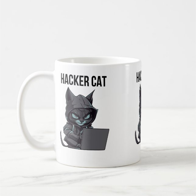 Hacker cat  coffee mug (Left)