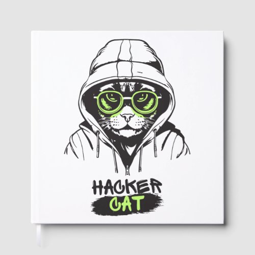 Hacker Cat Cyber Gamer Coder Funny Tech Guest Book