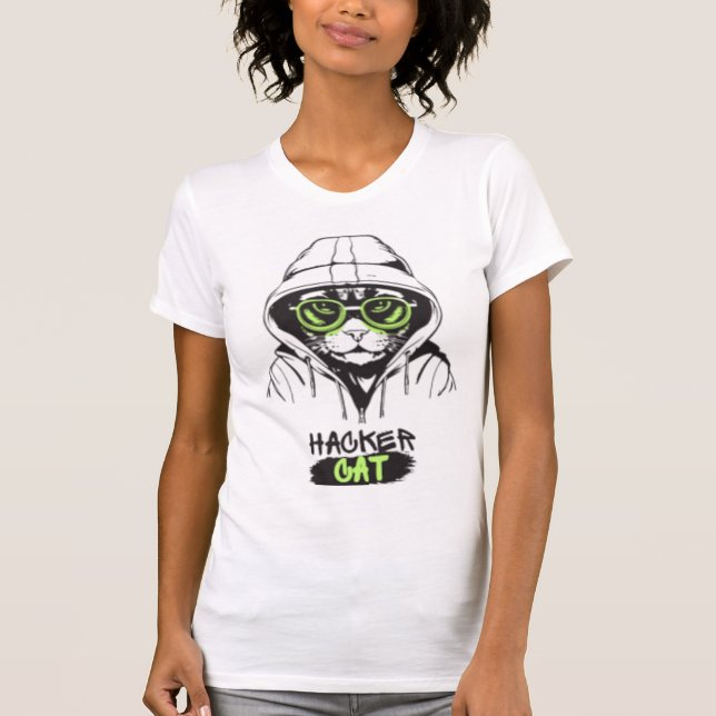 Hacker Cat Cyberpunk Tech Kitty Women's Graphic Te T-Shirt (Front)