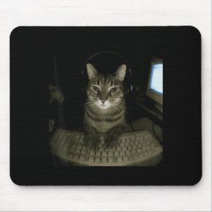 Hacker Cat Meme Funny Computer Cat Kitten Gamer Ca Mouse Pad
