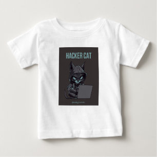 Hacker cat print T-shirt