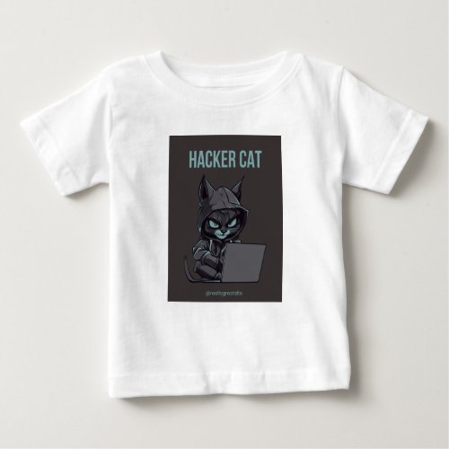 Hacker cat print T_shirt 