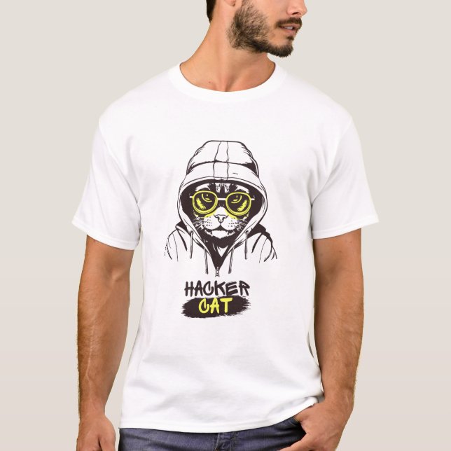 Hacker Cat T-shirt (Front)