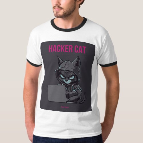 Hacker cat  t shirt design 