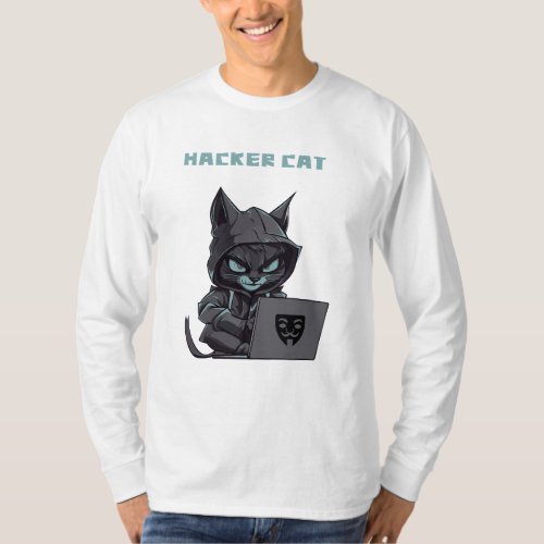 Hacker Cat T_Shirts Cool Cyber Kitty Graphic Tee
