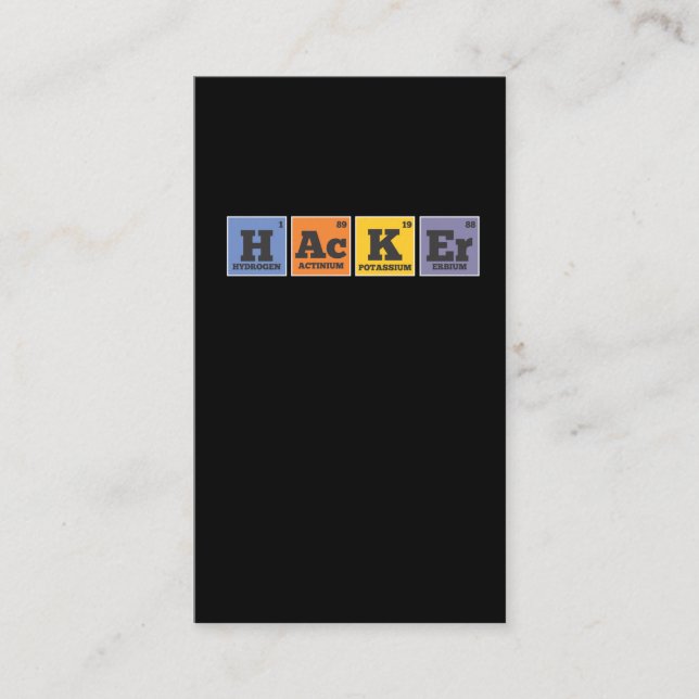 Hacker Chemist Elements Programmer Business Card (Front)