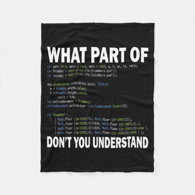 Hacker Computer Programmer Apparel Coding What Par Fleece Blanket (Front)