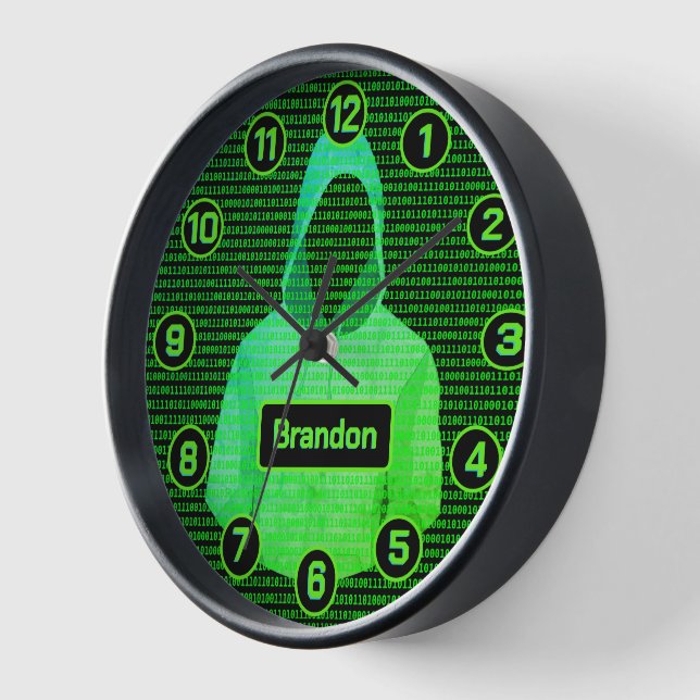 Hacker Cyber Punk: Teens / Programmers Tech Wizard Clock (Angle)