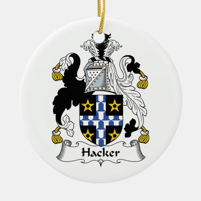 Hacker Family Crest Ceramic Ornament (Front)