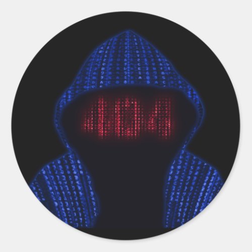Hacker Hoodie Binary 404 Error Face Classic Round Sticker
