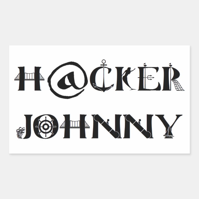 hacker johnny rectangular sticker (Front)
