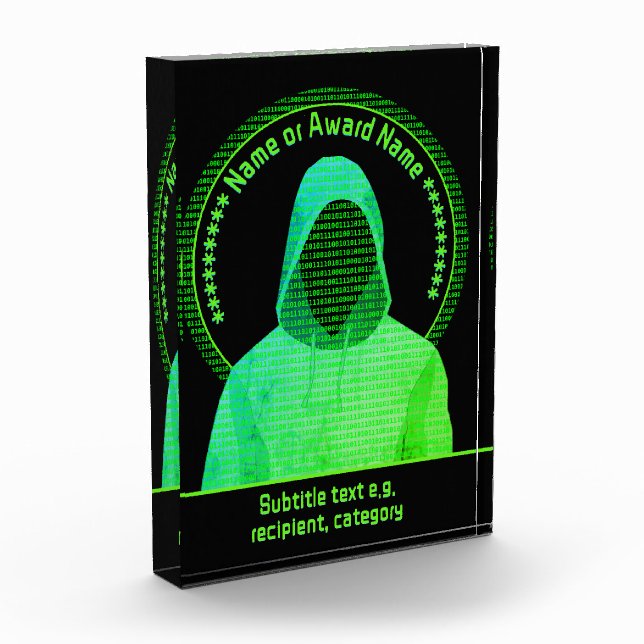 Hacker Security Engineer - SecOps Pen Tester Code Acrylic Award (Left)