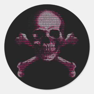 Hacker Skull and Crossbones Classic Round Sticker