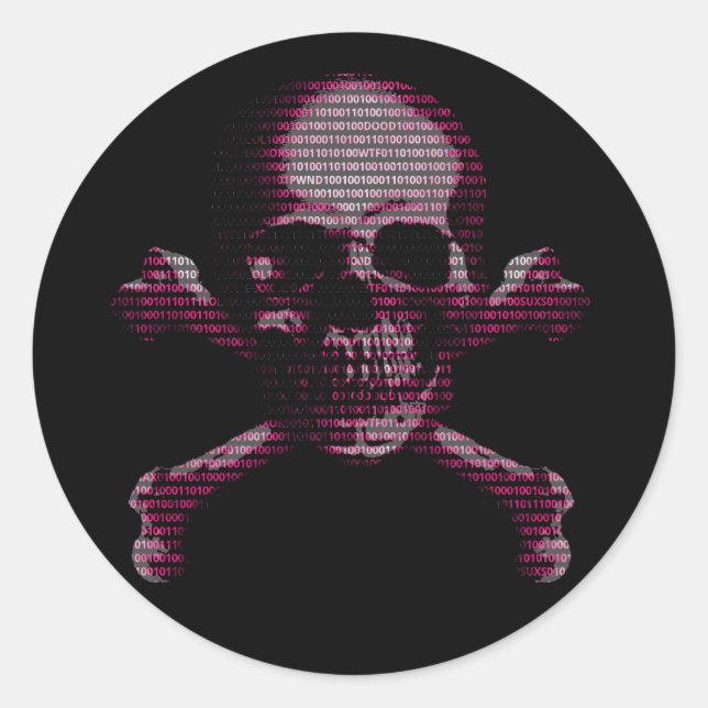 Hacker Skull and Crossbones Classic Round Sticker (Front)