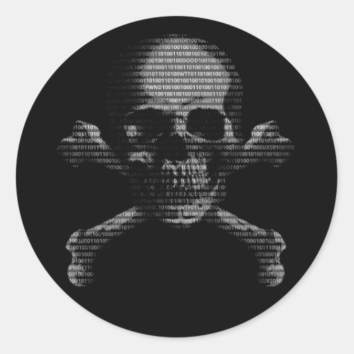 Hacker Skull and Crossbones Classic Round Sticker | Zazzle