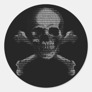 Hacker Skull and Crossbones Classic Round Sticker