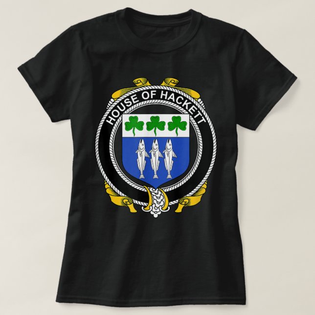 Hackett Coat of Arms  Family Crest  T-Shirt (Design Front)