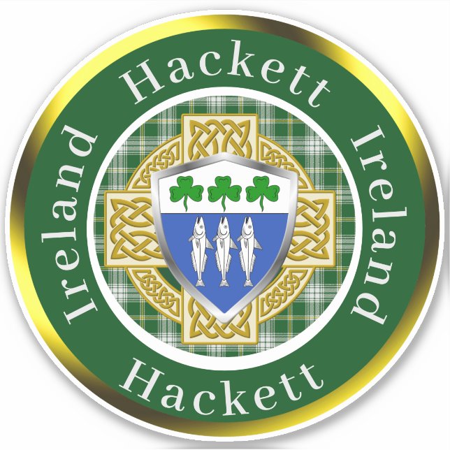 Hackett Shield & Celtic Cross Personalized Sticker (Front)