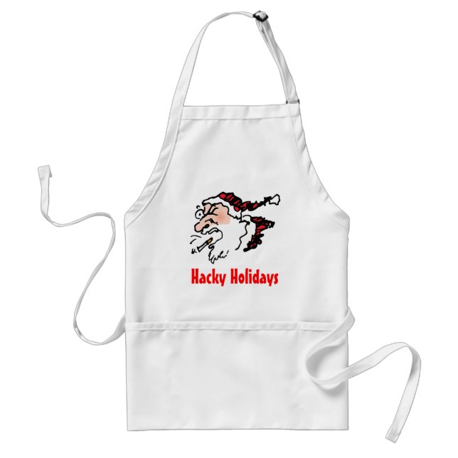 Hackin Santa Funny Cartoon Adult Apron (Front)