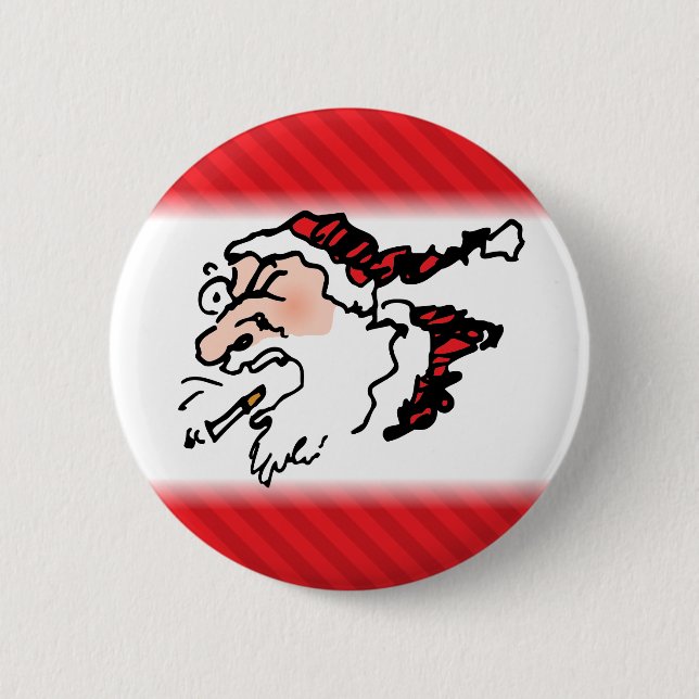 Hackin Santa Funny Cartoon Button (Front)