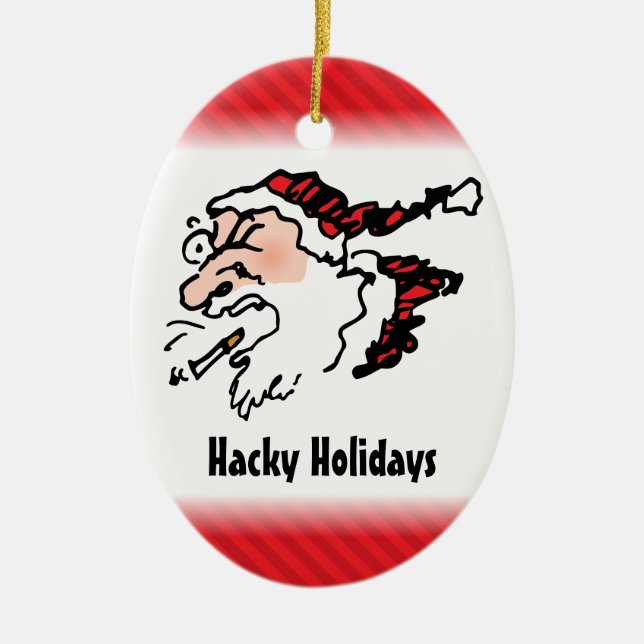 Hackin Santa Funny Cartoon Ceramic Ornament (Front)