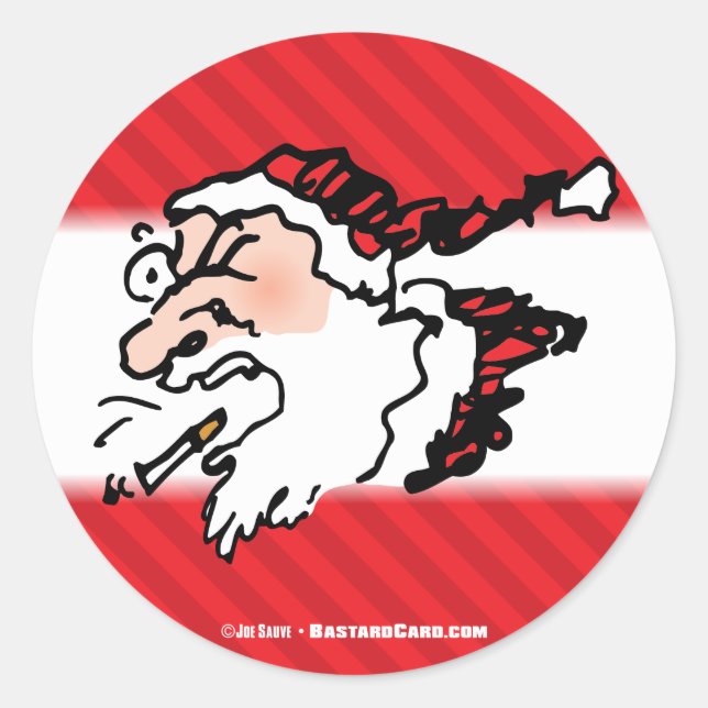 Hackin Santa Funny Cartoon Classic Round Sticker (Front)