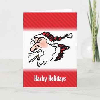 Hackin Santa Funny Cartoon Holiday Card by BastardCard at Zazzle