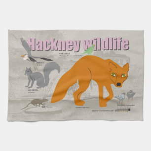 Hackney wild life tea towel