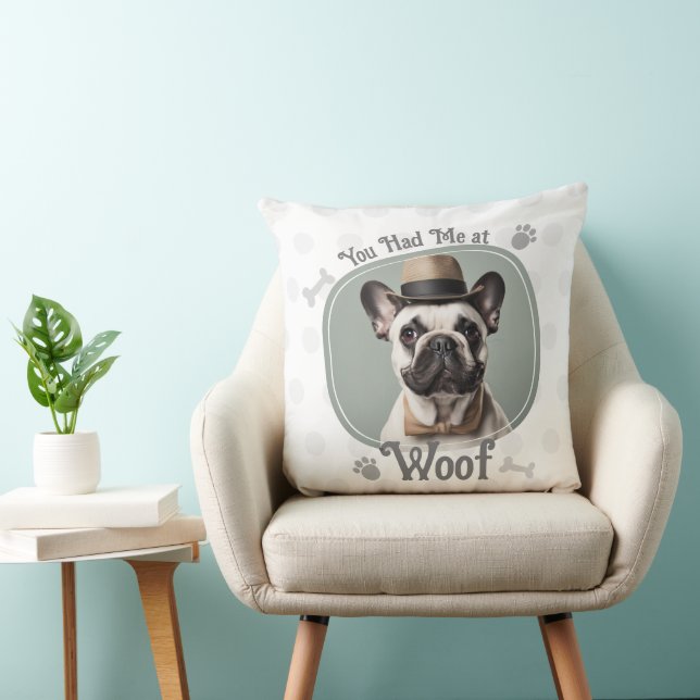 Had Me At Woof Pet Dog Photo Throw Pillow (Chair)