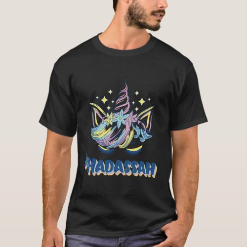 Hadassah Personalized Custom Name Rainbow Unicorn  T_Shirt