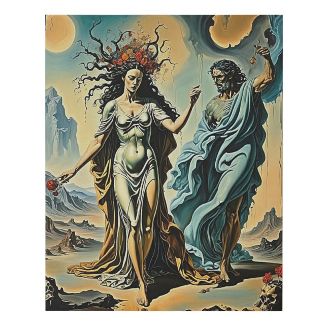 Hades and Persephone descending into the underworl Faux Canvas Print (Front)