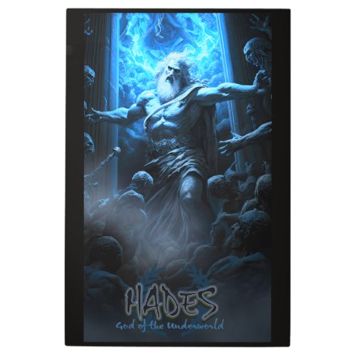Hades fighting zombies at the gates of hell metal print