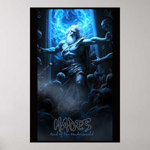 Hades fighting zombies at the gates of hell poster